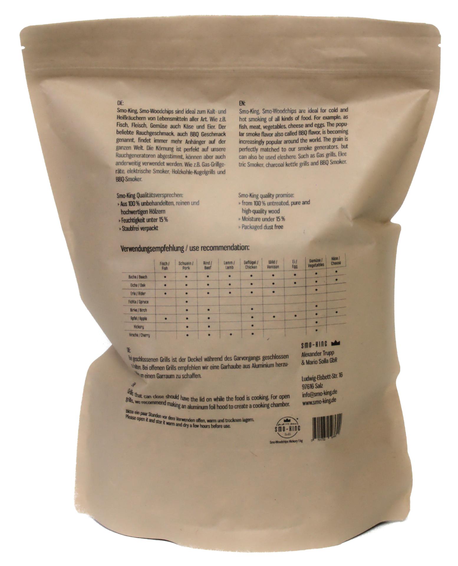 Smo King Copeaux de Bois Hickory 1 kg Smo King Copeaux de Bois Hickory 1 kg