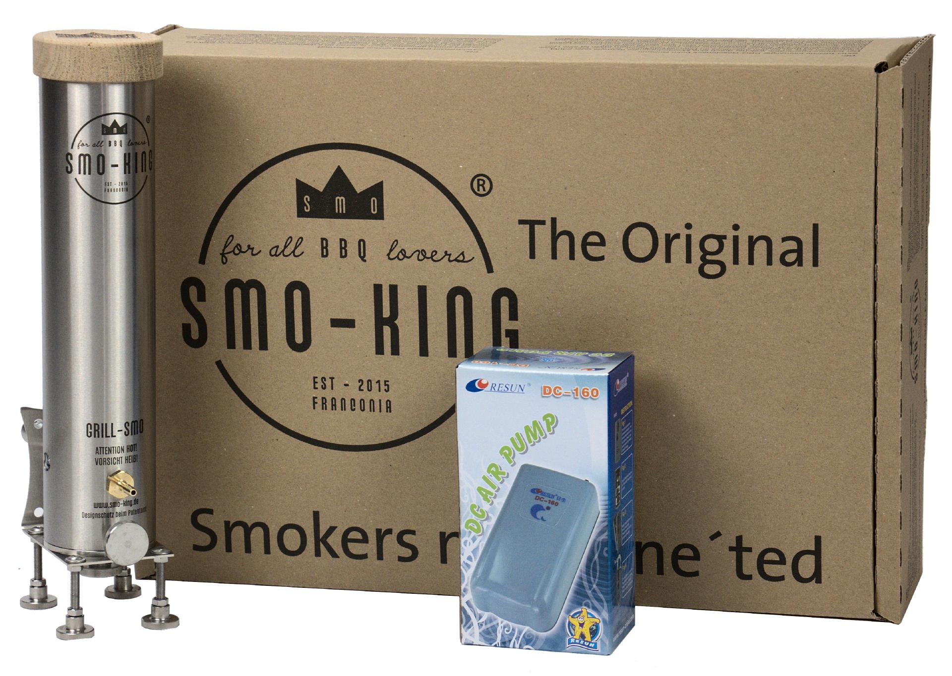 Smo-King WOK-SMO inkl. Kaltrauchgenerator GRILL-SMO 0,65 Liter STARTER-SET | batteriebetrieben | Thermometer