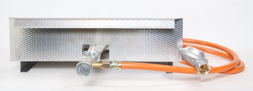 Feuille d'insertion pour cuiseur de selles 4,2kW ​​en acier inoxydable gaufré pour fumeur moyen avec cuiseur de selles 4,2kW, réducteur de pression 50mBar et tuyau de 1m